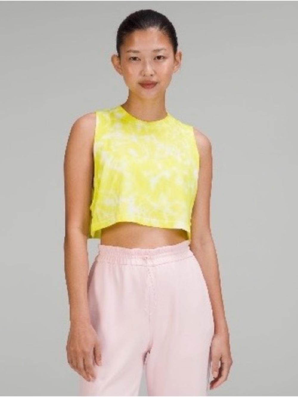 lululemon athletica All Yours Cotton Yellow Tie-Dye Cropped Tank